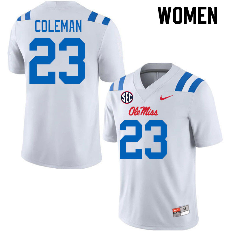 Women #23 Khari Coleman Ole Miss Rebels 2024 New Uniforms College Football Jerseys Stitched-White